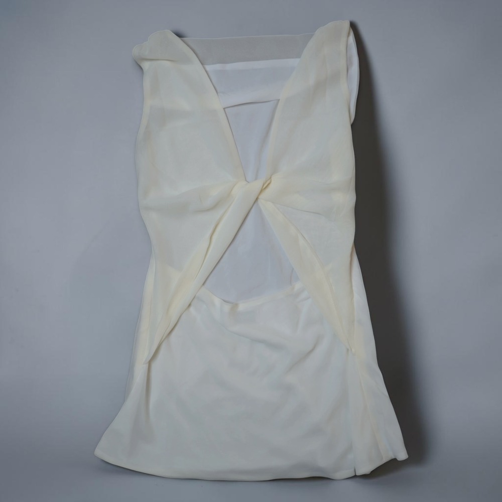 Peppermayo Open Back Twist Cowl Neck Mini Dress Cream Size L US 8 Womens Summer